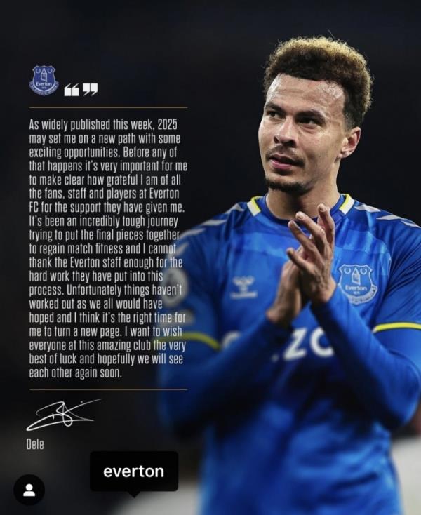 阿里告別埃弗頓：是時(shí)候開(kāi)始新篇章了，感謝所有人對(duì)我的支持